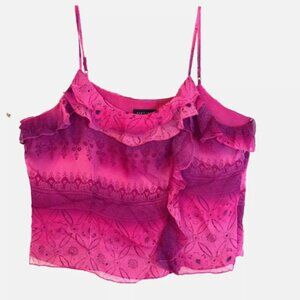 Women's Purple Silk Blouse Size XL Ruffles Separates by New York City Design Co